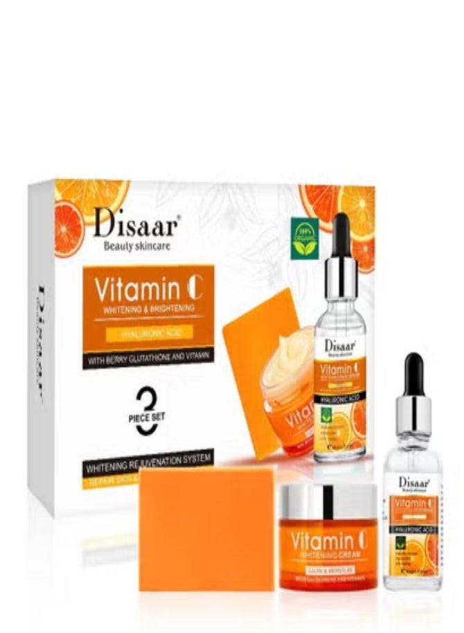 Disaar Vitamin C Whit Hyaluronic Acid Whitening Brightening  Facial Skin Care 3Pcs Set - Image 1